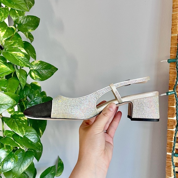 Sam Edelman Tarra Glitz Slip-On Slingback Pumps Crystal Embellishment - Picture 12 of 13